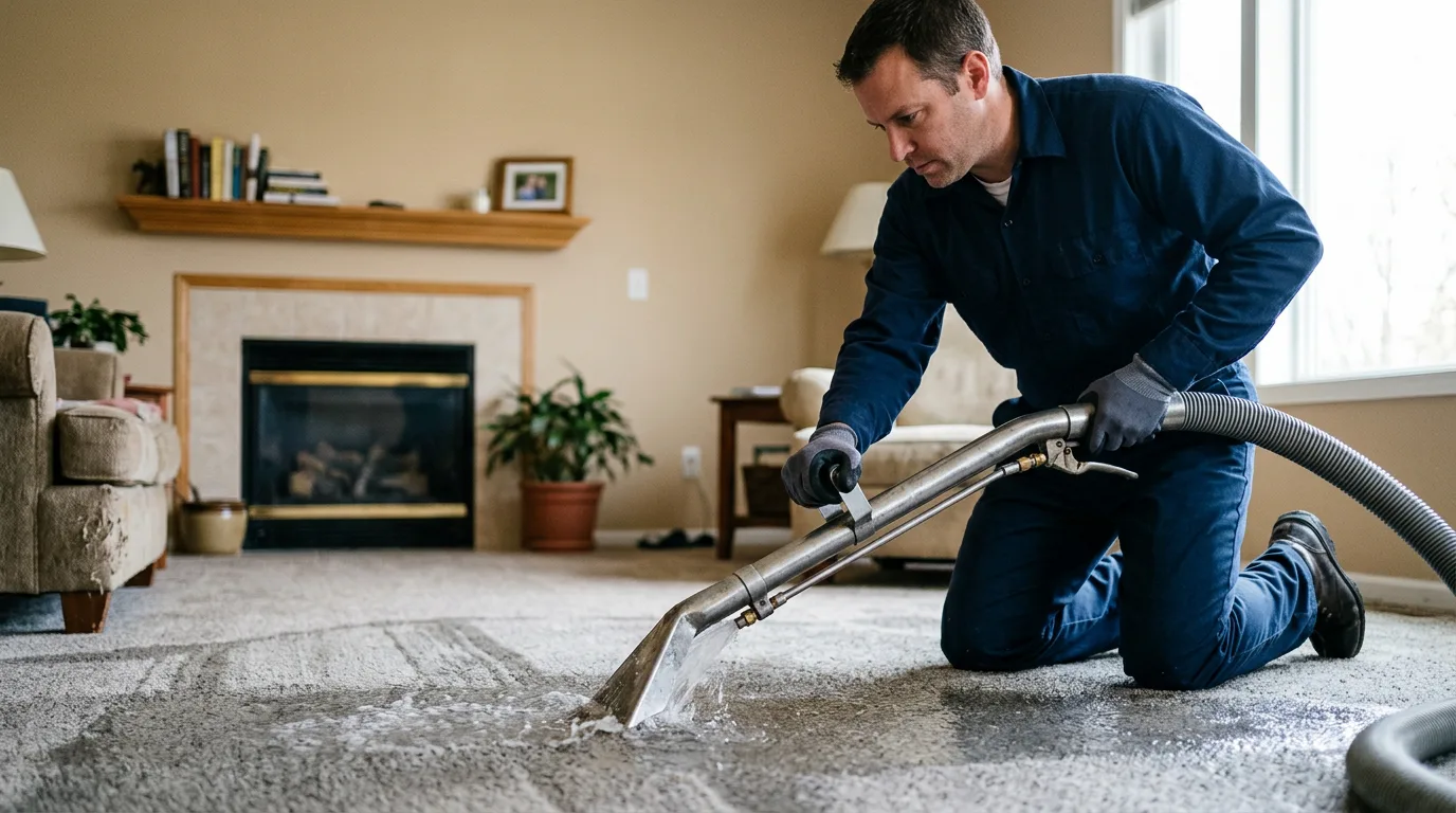 Water damage restoration technician working near Mound Valley, KS